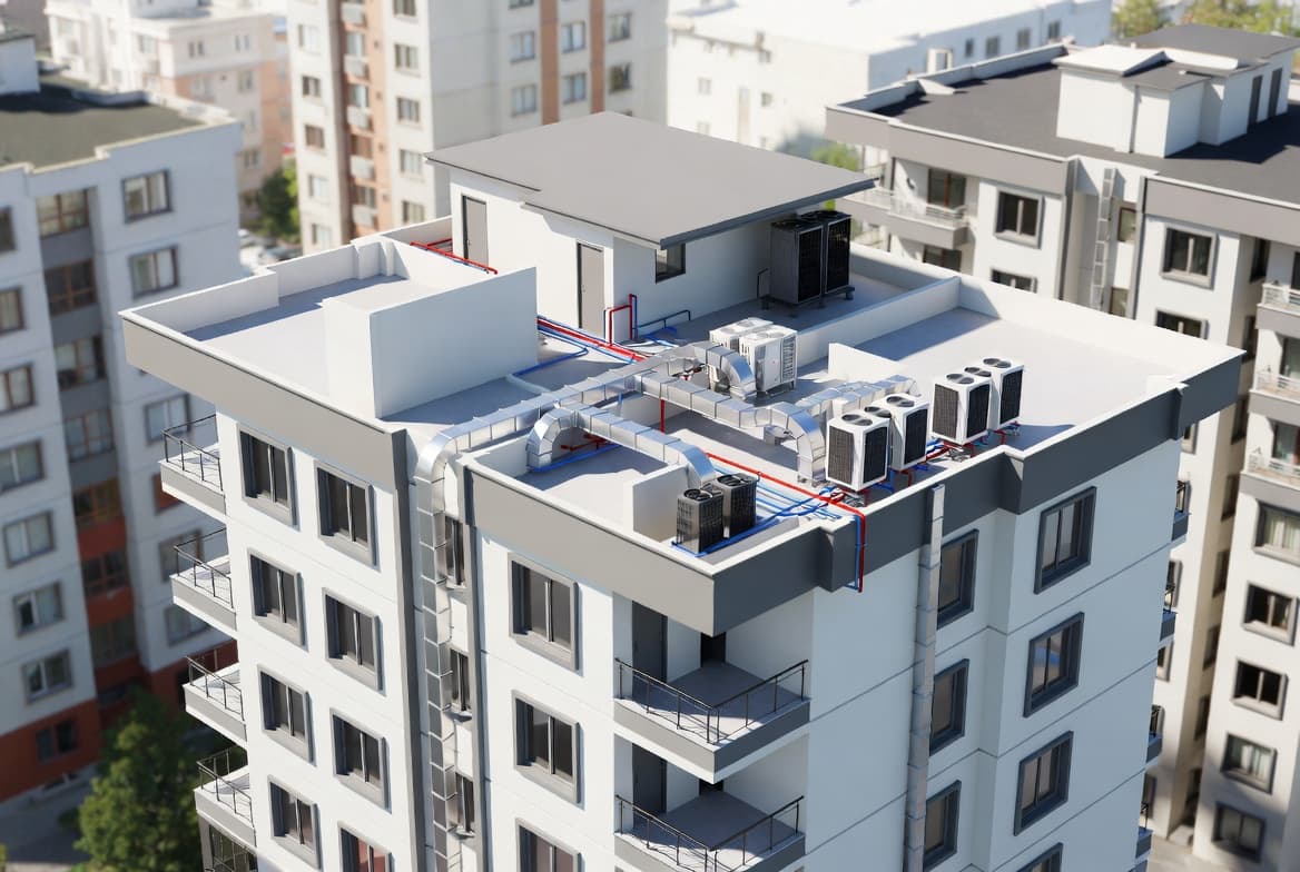 3D BIM / İzometrik Proje Görseli (Tam Tesisat Projesi)