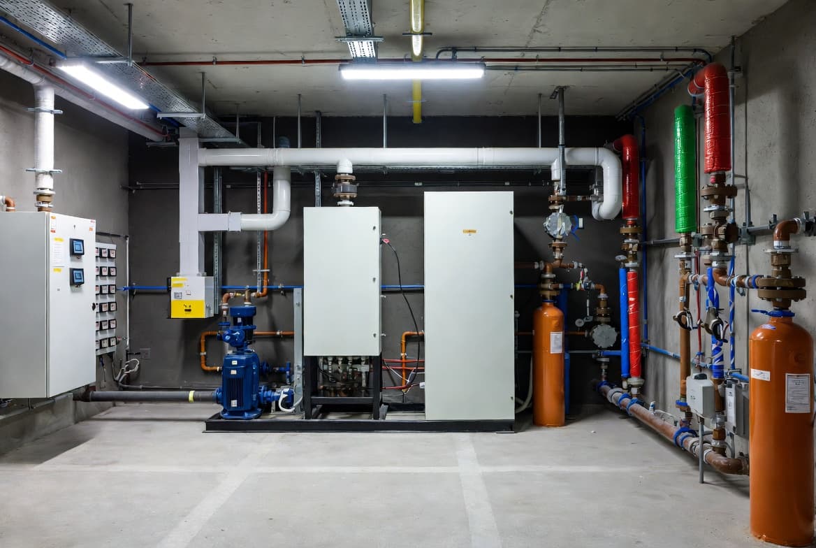 Tamamlanmış Mekanik Tesisat Uygulaması (Makine Dairesi)